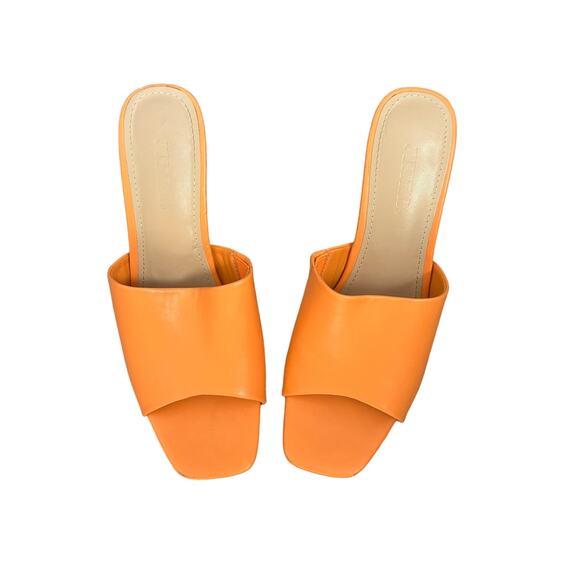JustFab Kieran Mule Heeled Sandal in Orange Tangerine 8.5 - Picture 3 of 8
